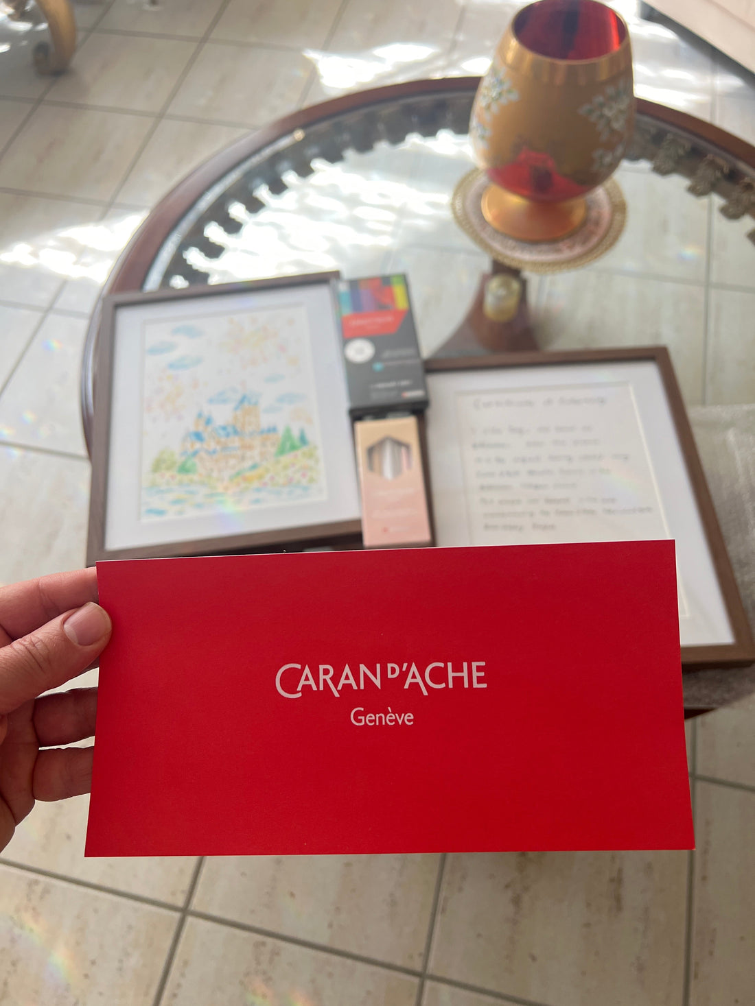 A package arrives from CARAN D'ACHE