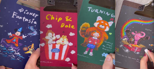 Drawing Lesson 5: How to Draw Disney favorites: Fantasia, Chip & Dale, Turning Red and Inside Out Bing Bong with Jisu Sang (ASMR)