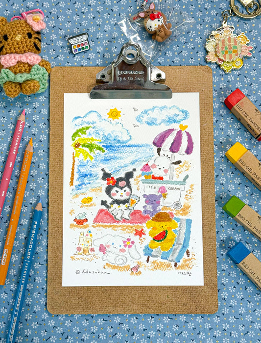 Sanrio characters at the Beach