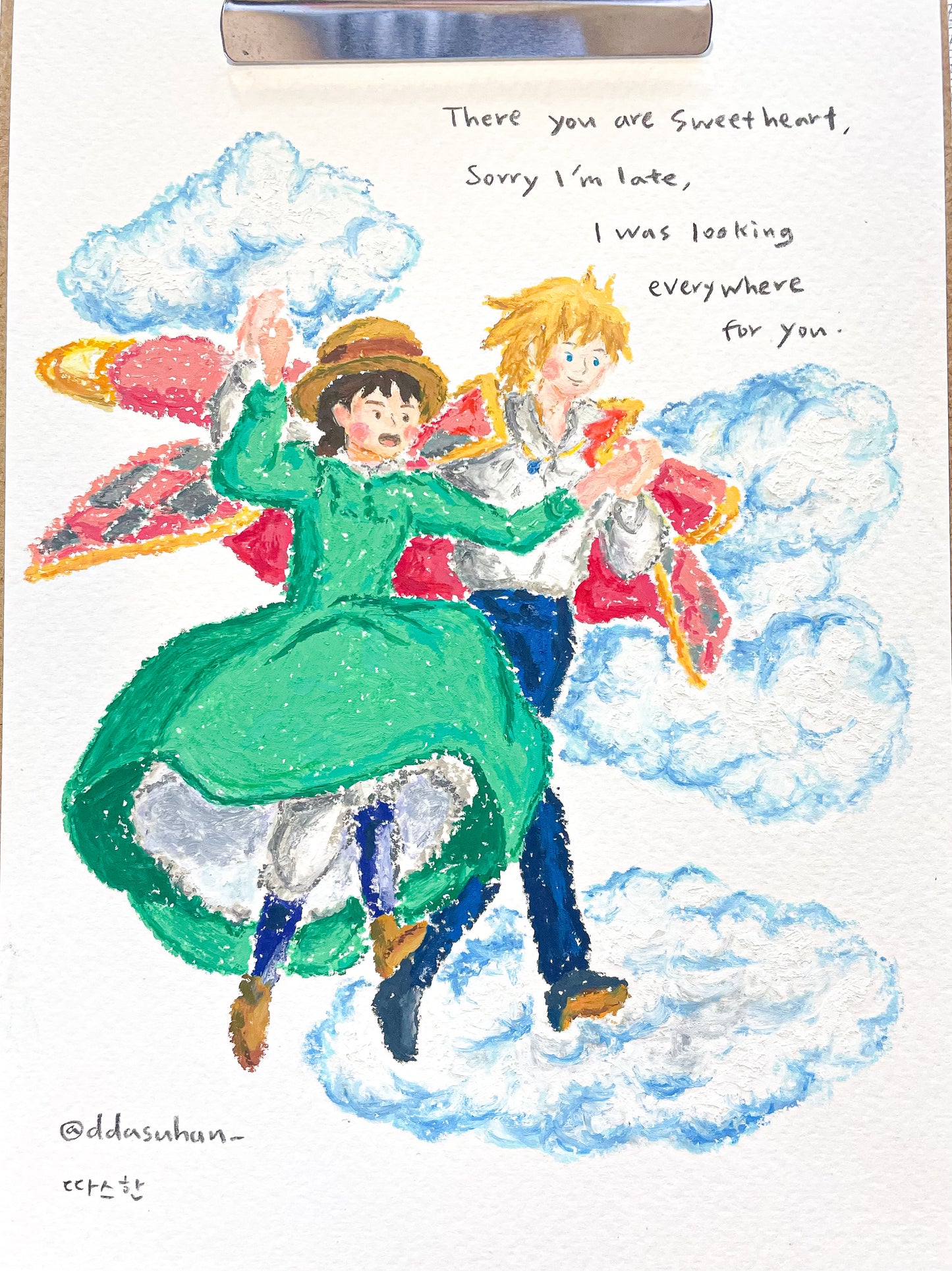 Sophie and Howl Strolling in the Air