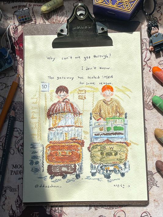 Harry and Ron at the platform 9 and 3/4