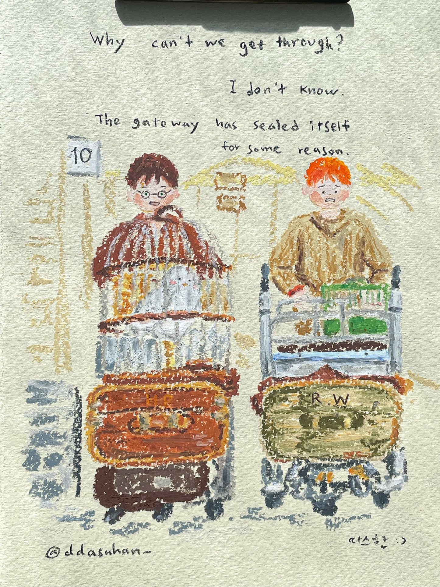 Harry and Ron at the platform 9 and 3/4