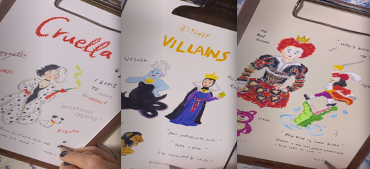 Drawing YouTube Lesson 9: How to Draw Disney Villains: Cruella, Ursula, Evil Queen, Scar, the Red Queen, Captain Hook and Lotso with Jisu Sang (ASMR)