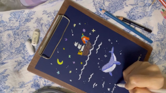 Drawing YouTube Lesson 27: Jisu Original - the whale in the ocean (ASMR)